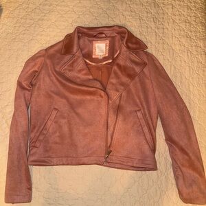 LC Lauren Conrad Mauve Pink Faux Suede Moto Jacket